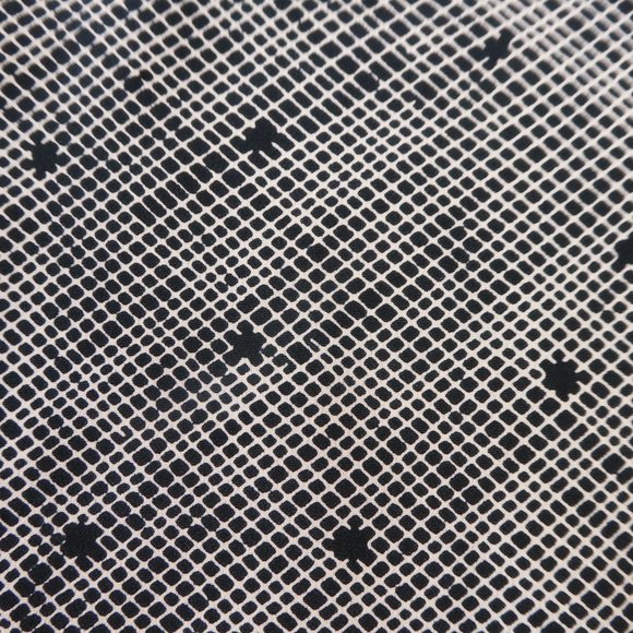 Vintage Secretary Beige Dress Black Geometric Leaf Design Puff Sleeves Pleated - Picture 2 of 10